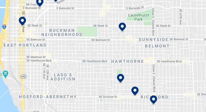 Accommodation in Buckham Neighborhood and around Hawthorn Boulevard - Click on the map to see all available accommodation in this area