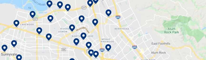 Accommodation in North San Jose - Click on the map to see all available accommodation in this area