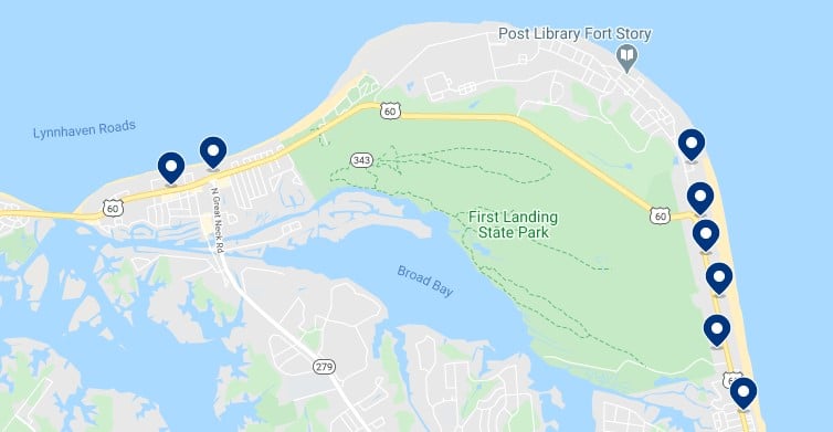 Accommodation in North Virginia Beach - Click on the map to see all available accommodation in this area
