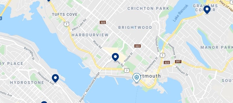 Accommodation in Downtown Dartmouth, NS - Click on the map to see all available accommodation in this area