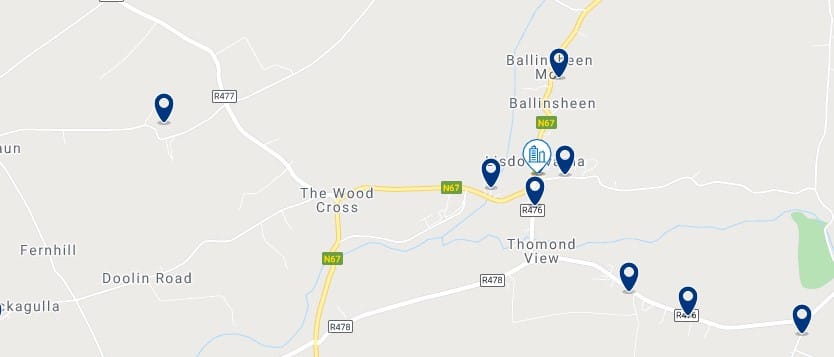 Accommodation in Lisdoonvarna - Click on the map to see all the accommodation in this area