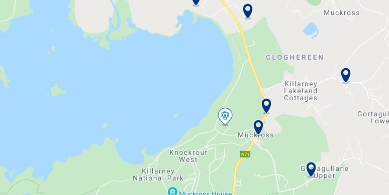 Accommodation in Muckross - Click on the map to see all the accommodation in this area