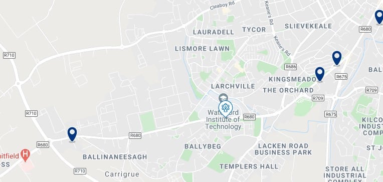 Accommodation in Waterford Institute of Technology - Click on the map to see all the accommodation in this area
