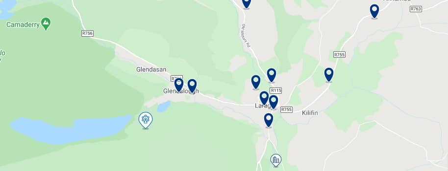 Accommodation near Glendalough Monastery - Click on the map to see all the accommodation in this area