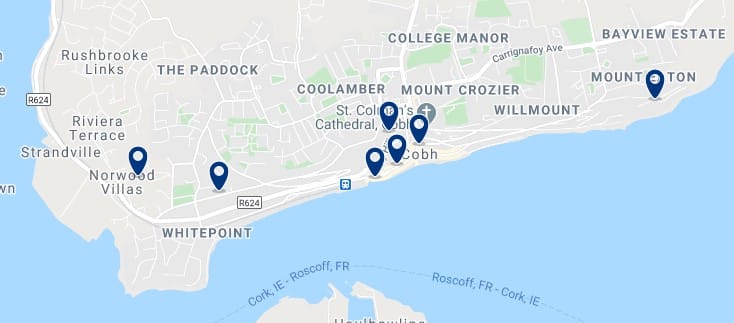Accommodation in Cobh - Click on the map to see all the accommodation in this area