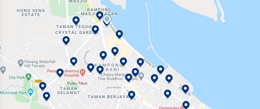 Accommodation around Gurney Drive, George Town - Click on the map to see all the accommodation in this area