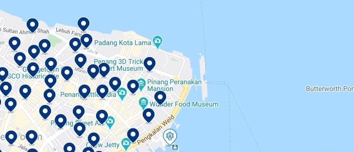 Accommodation in George Town's Old Town - Click on the map to see all the accommodation in this area