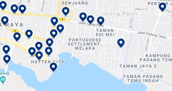 Accommodation in the Portuguese Settlement & Hatten City - Click on the map to see all the accommodation in this area