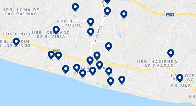 Accommodation in Elvíria - Click on the map to see all available accommodation in this area