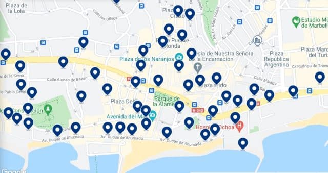 Accommodation In The Old Town Marbella City Centre Click On The Map To See All Available Accommodation In This Area 640x339 