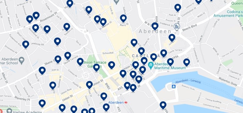 Accommodation in Aberdeen City Centre - Click on the map to see all the available accommodation in this area