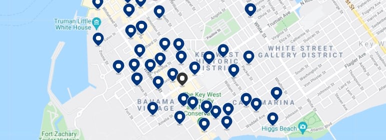 Accommodation in Key West Historic District - Click on the map to see all the available accommodation in this area