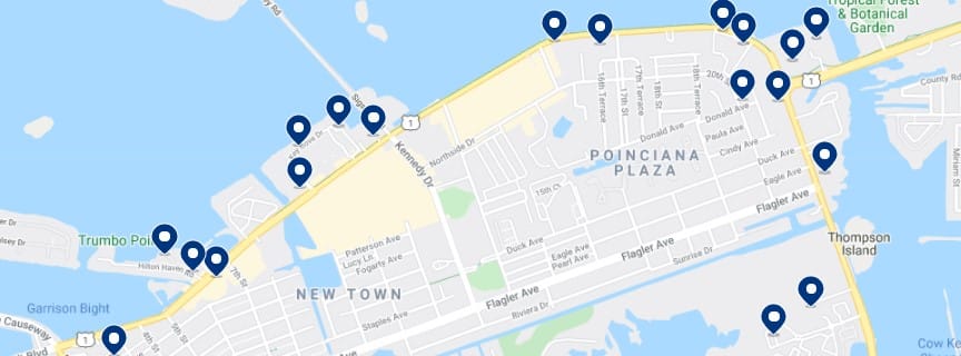 Accommodation in New Town Key West & Northside Resort - Click on the map to see all the available accommodation in this area