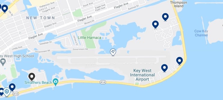 Accommodation in Southside Resort & Key West Int'l - Click on the map to see all the available accommodation in this area