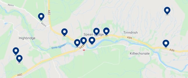 Accommodation in Spean Bridge - Click on the map to see all the available accommodation in this area