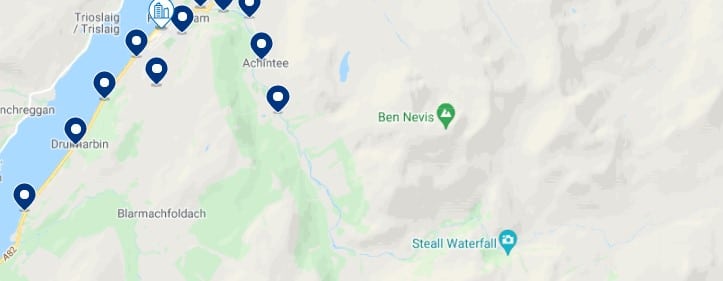 Accommodation near Ben Nevis - Click on the map to see all the available accommodation in this area