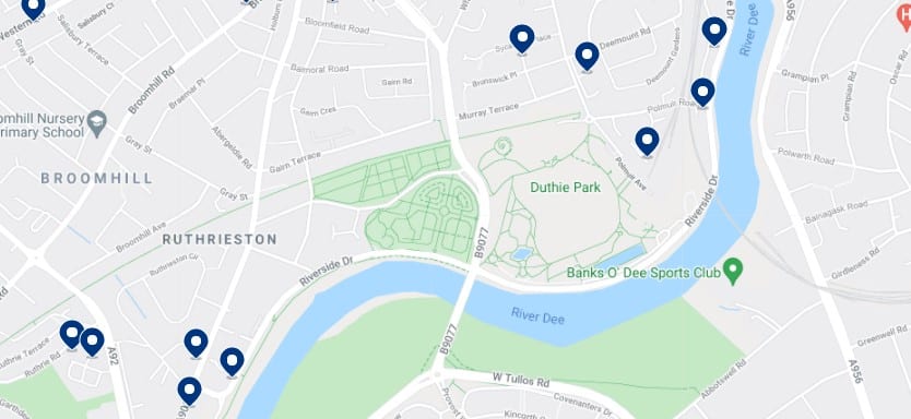 Accommodation near Duthie Park, Aberdeen - Click on the map to see all the available accommodation in this area