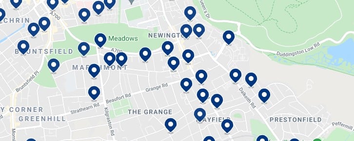 Accommodation in Newington, Edinburgh - Click on the map to see all the available accommodation in this area