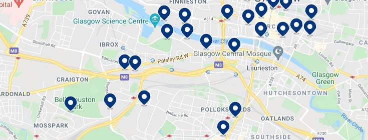 Accommodation in South Glasgow - Click on the map to see all the available accommodation in this area