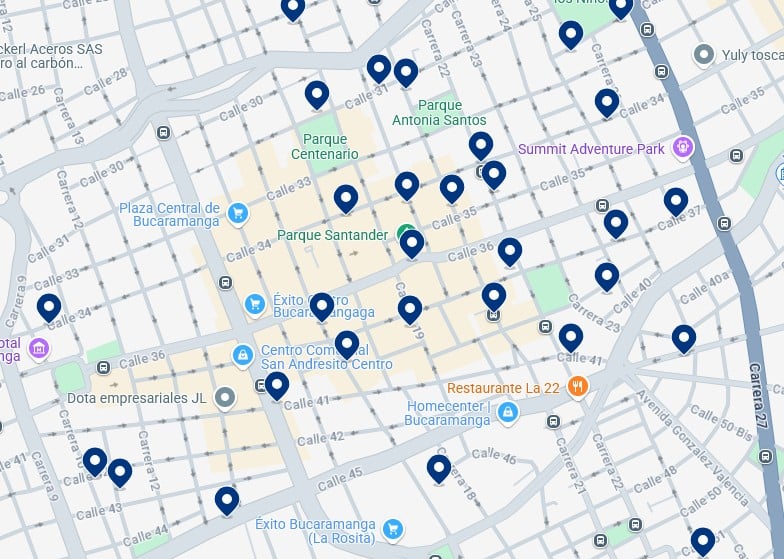 Accommodation Bucaramanga Centro - Click on the map to see all available hotels in this area