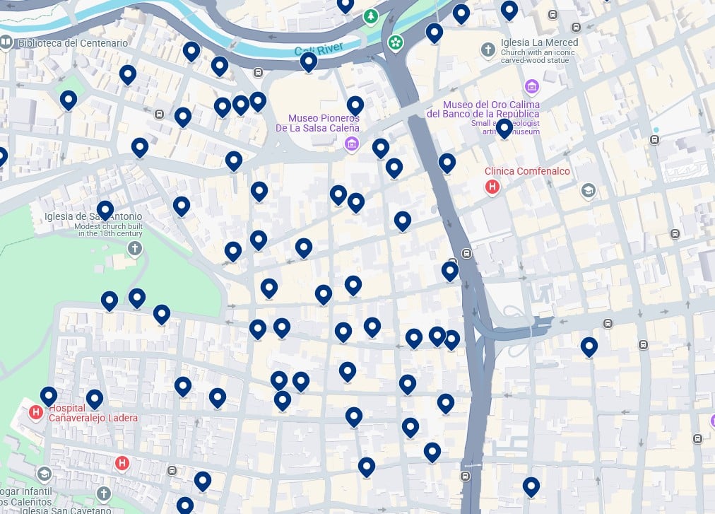 Accommodation in Cali City Center - Click on the map to see all available hotels in this area