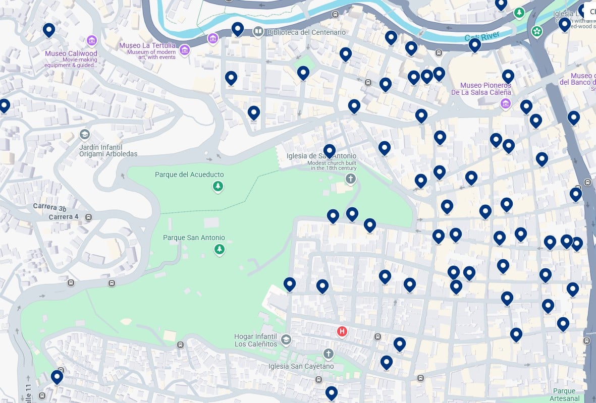 Hospedagem em San Antonio - Clique no mapa para ver todos os hotéis disponíveis nessa área