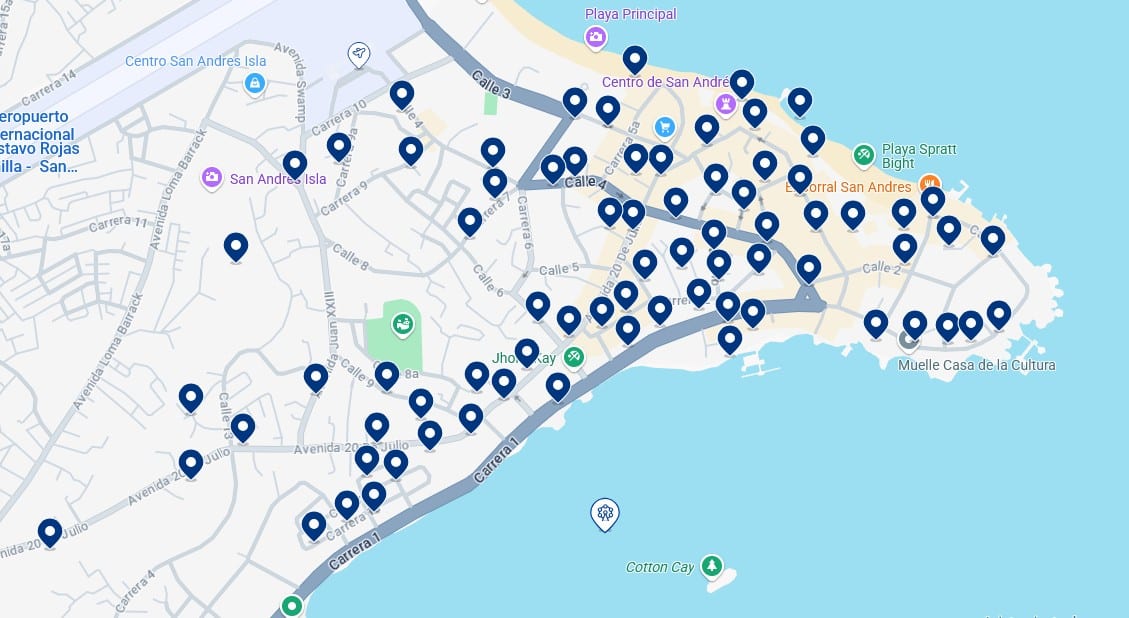 Accommodation on Saint Andrew's Bay - Click on the map to see all available hotels in this area