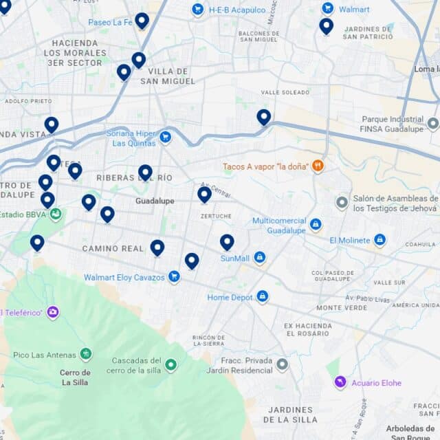 Mapa de alojamientos en Guadalupe
