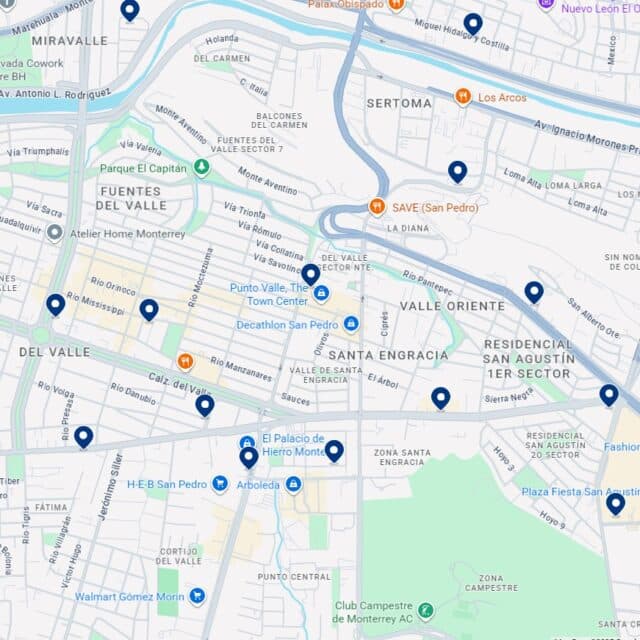 Mapa de alojamientos en San Pedro