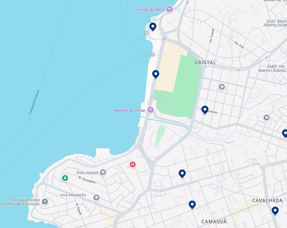 Acomodações em Vila Assunção e Cristal - Clique no mapa para ver todos os hotéis disponíveis nessa área