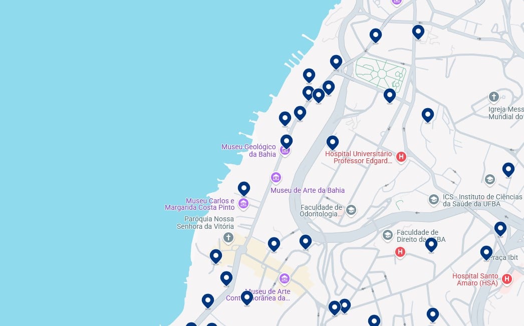 Acomodações em Vitoria - Clique no mapa para ver todos os hotéis disponíveis nessa área