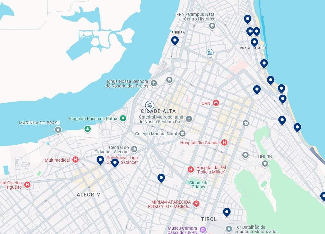 Acomodações no Centro - Clique no mapa para ver todos os hotéis disponíveis nessa área