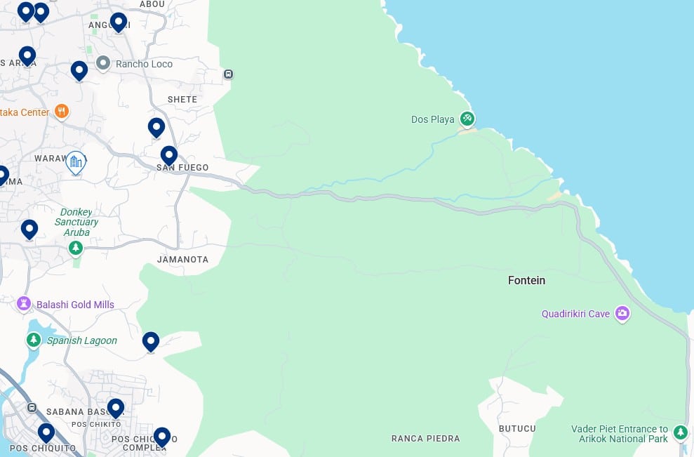 Accommodation in Santa Cruz & Arikok National Park - Click on the map to see all available hotels in this area