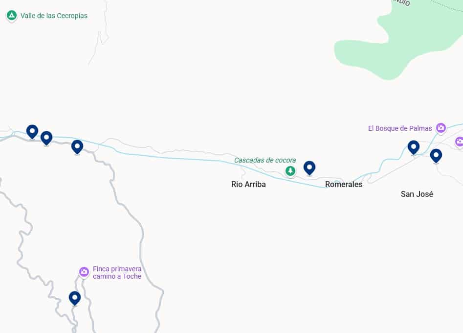 Accommodation near the Cocora Valley - Click on the map to see all available hotels in this area