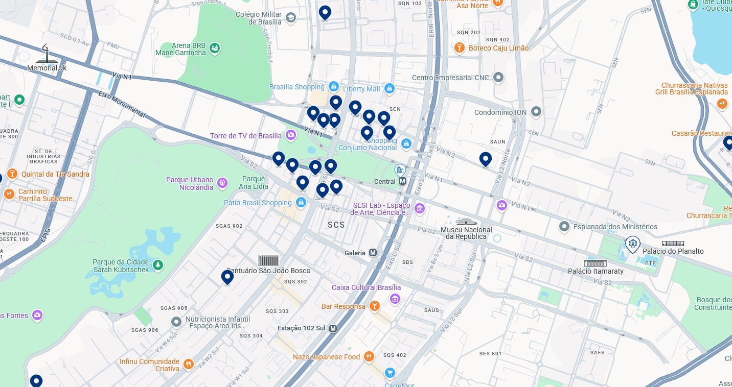 Accommodation in the Monumental Axis - Click on the map to see all available hotels in this area