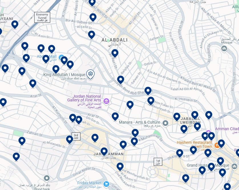 Accommodation in Al Abdali - Click on the map to see all available hotels in this area