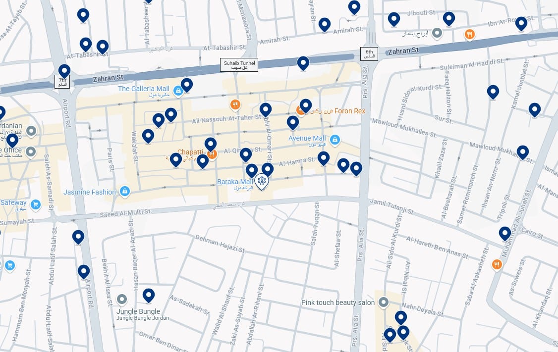 Accommodation in Al Swaifyeh - Click on the map to see all available hotels in this area