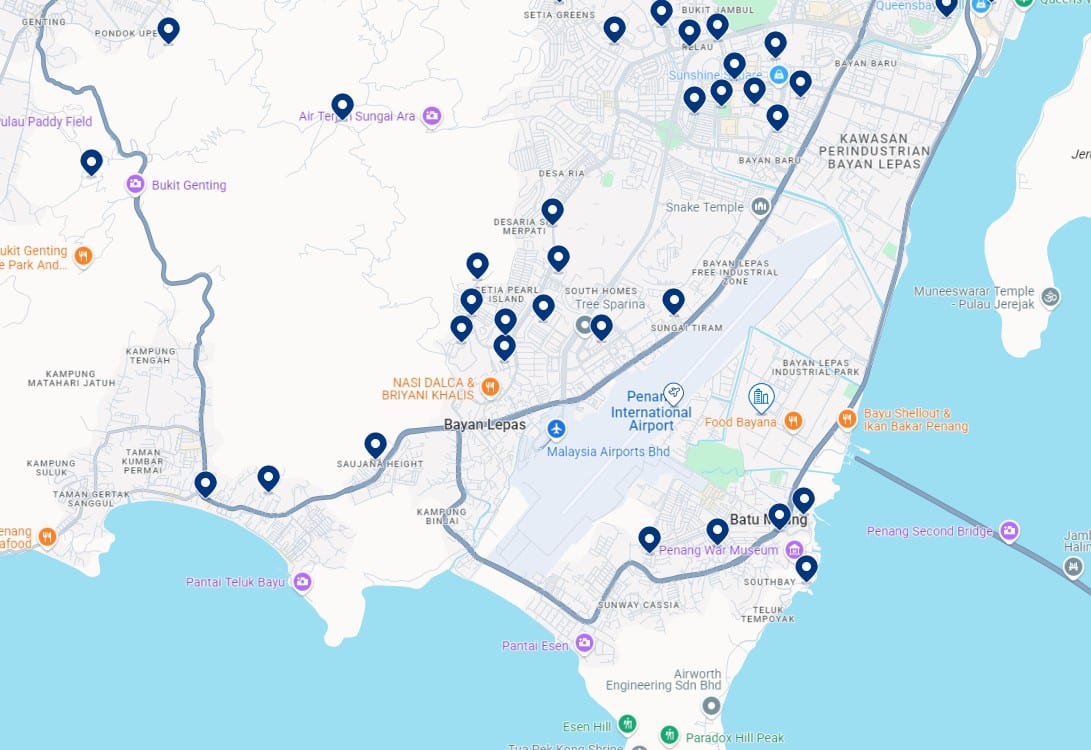 Accommodation in Bayan Lepas - Click on the map to see all available hotels in this area