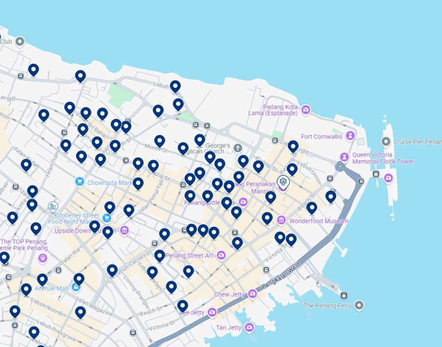 Accommodation in George Town Historic District - Click on the map to see all available hotels in this area