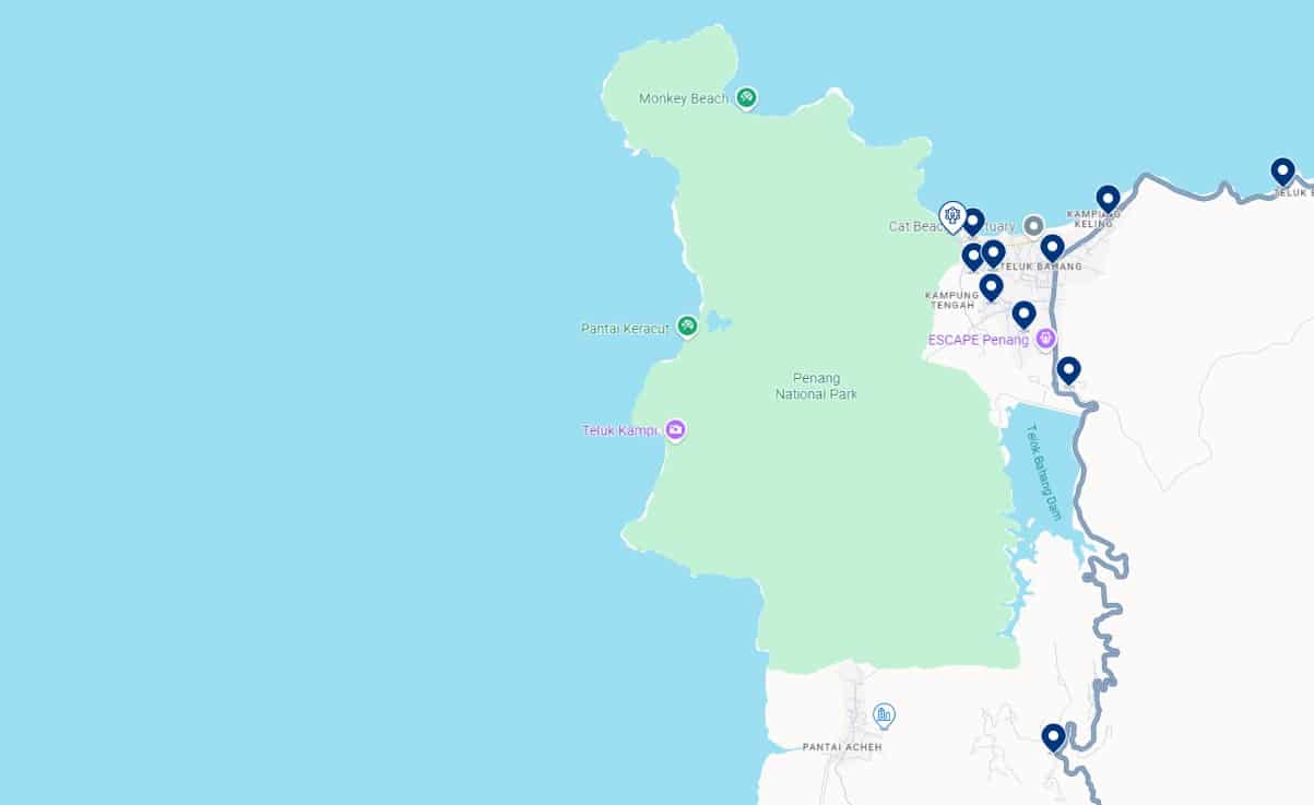 Accommodation near Penang National Park - Click on the map to see all available hotels in this area