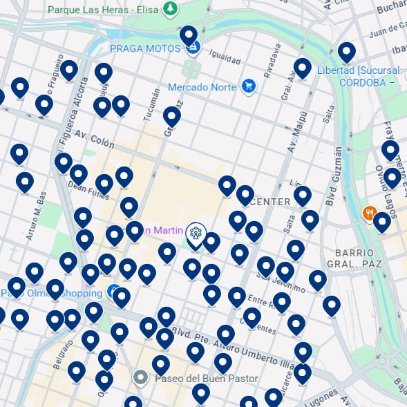 Centro Histórico de Córdoba - Mapa de alojamientos