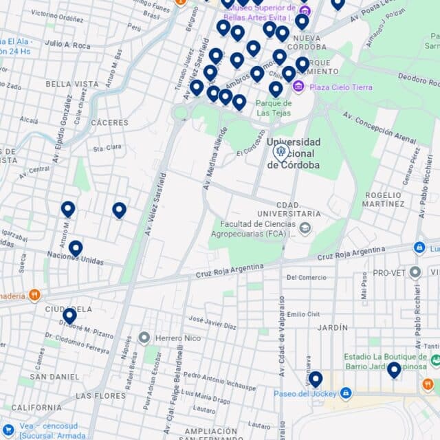 Ciudad Universitaria - Mapa de alojamientos