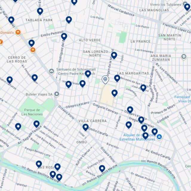 Villa Cabrera - Mapa de alojamientos