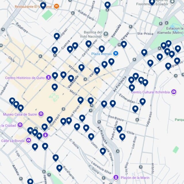 Centro Histórico de Quito - Accommodation Map
